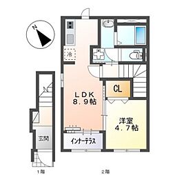 トワ マリー 1LDKの間取図画像