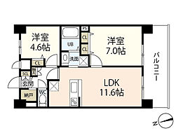 S-RESIDENCE宇品海岸 2LDKの間取図画像