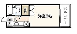 WING五日市 1Kの間取図画像