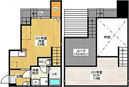 メゾネティック平和記念公園 ワンルームの間取図画像