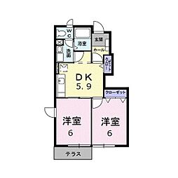 レジデンス2004 2DKの間取図画像