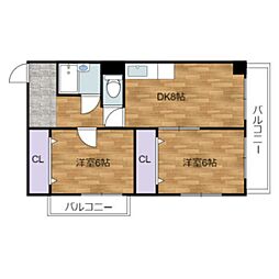 ウィンディア本川 2DKの間取図画像