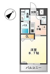 ウェスタ 1Kの間取図画像