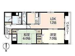幟町宮本ビル 2LDKの間取図画像