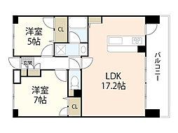 アーバンライフ大町 2LDKの間取図画像