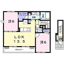 アリエッタA 2LDKの間取図画像