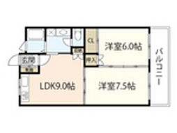 本逕寺ビル 2LDKの間取図画像
