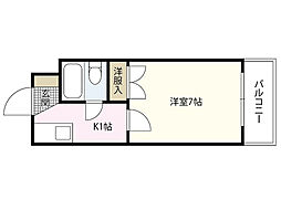 リベルテ矢野 1Kの間取図画像