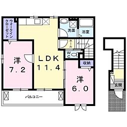 モンテマーレ 2LDKの間取図画像