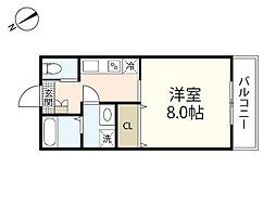 PS庚午北 1Kの間取図画像
