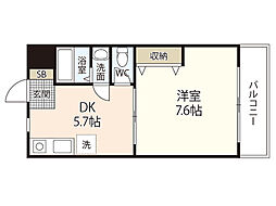 Tフラッツ 1DKの間取図画像