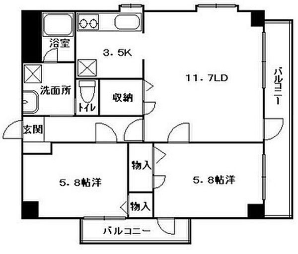 広島県広島市南区段原2丁目(賃貸マンション2LDK・7階・60.68㎡)の写真 その2