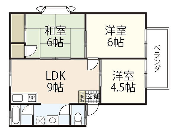 ウィンディア古江西 ｜広島県広島市西区古江西町(賃貸アパート3LDK・2階・60.00㎡)の写真 その2