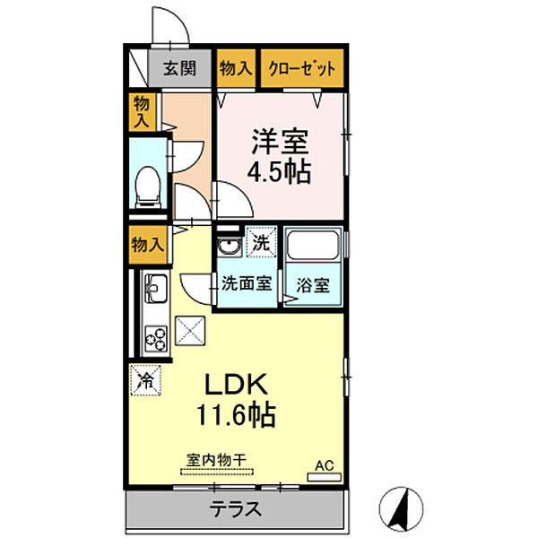 シティパル ｜広島県東広島市西条町吉行(賃貸アパート1LDK・1階・41.95㎡)の写真 その2