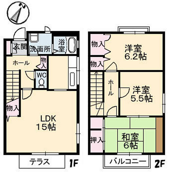 サザンヒル　Ｂ棟 ｜広島県広島市安芸区矢野南3丁目(賃貸アパート3LDK・1階・80.33㎡)の写真 その2