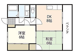 グランドール・AKI 2DKの間取図画像