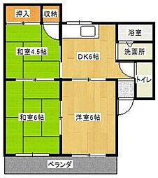 セジュール勢良 2階3DKの間取り