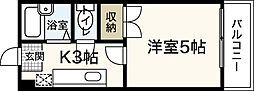 ハラビル 1Kの間取図画像