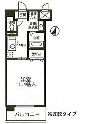 コートカメリア 1Kの間取図画像