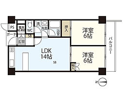 チュリス中町 2LDKの間取図画像