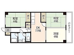 コーポ井口台 3DKの間取図画像