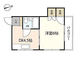 ＶＩＬＬＡ三篠 3階1DKの間取り