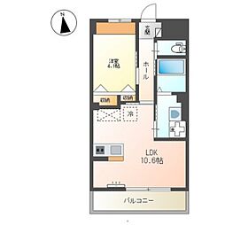 アリエス八本松 2階1LDKの間取り