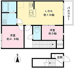 Ｇｌｏｒｉｏｓａ 2階2LDKの間取り