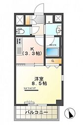 アイ・レジデンシーズ西条 5階1Kの間取り