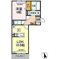 ヒルズスクエア 1LDKの間取図画像