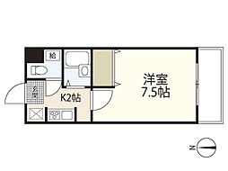 坊田ビル 1Kの間取図画像