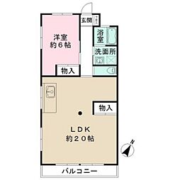 五日市木村ビル 1LDKの間取図画像