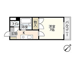 ハイムエトワール 1Kの間取図画像