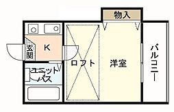クレスト住吉A 1Kの間取図画像