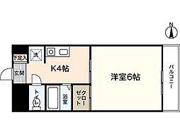 サンサンコート・利保 1Kの間取図画像