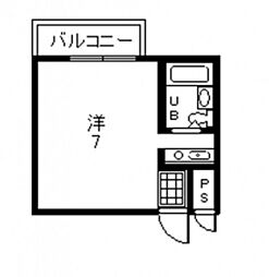 K・B・M三筋 1Kの間取図画像