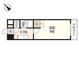 カーナ西田 1Kの間取図画像