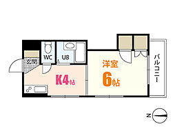 第一下原ビル 1Kの間取図画像