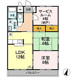 グランドハイツ 2SLDKの間取図画像