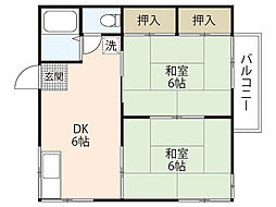 フォーブル佐川 2DKの間取図画像