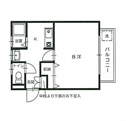 サファイアハイツ 1Kの間取図画像