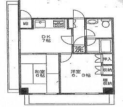 ライオンズマンション橋本町 2DKの間取図画像