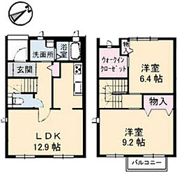 パルモ城内A 2LDKの間取図画像