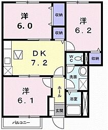 アーバイン・ブレスA 3DKの間取図画像