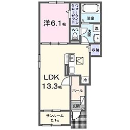 パストラーレ D 1LDKの間取図画像