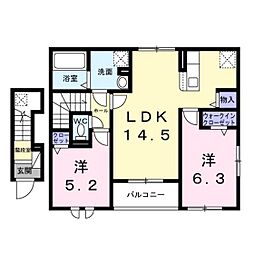 ブロッサム プラム館 2LDKの間取図画像