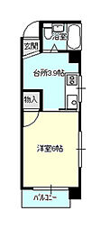 ラバーズ出汐 1Kの間取図画像