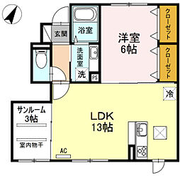 ソラーナ 1LDKの間取図画像