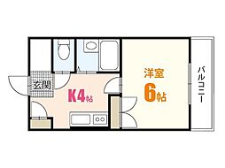 第2植野ビル 1Kの間取図画像