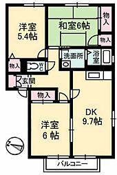 ルミナス矢賀A 3DKの間取図画像
